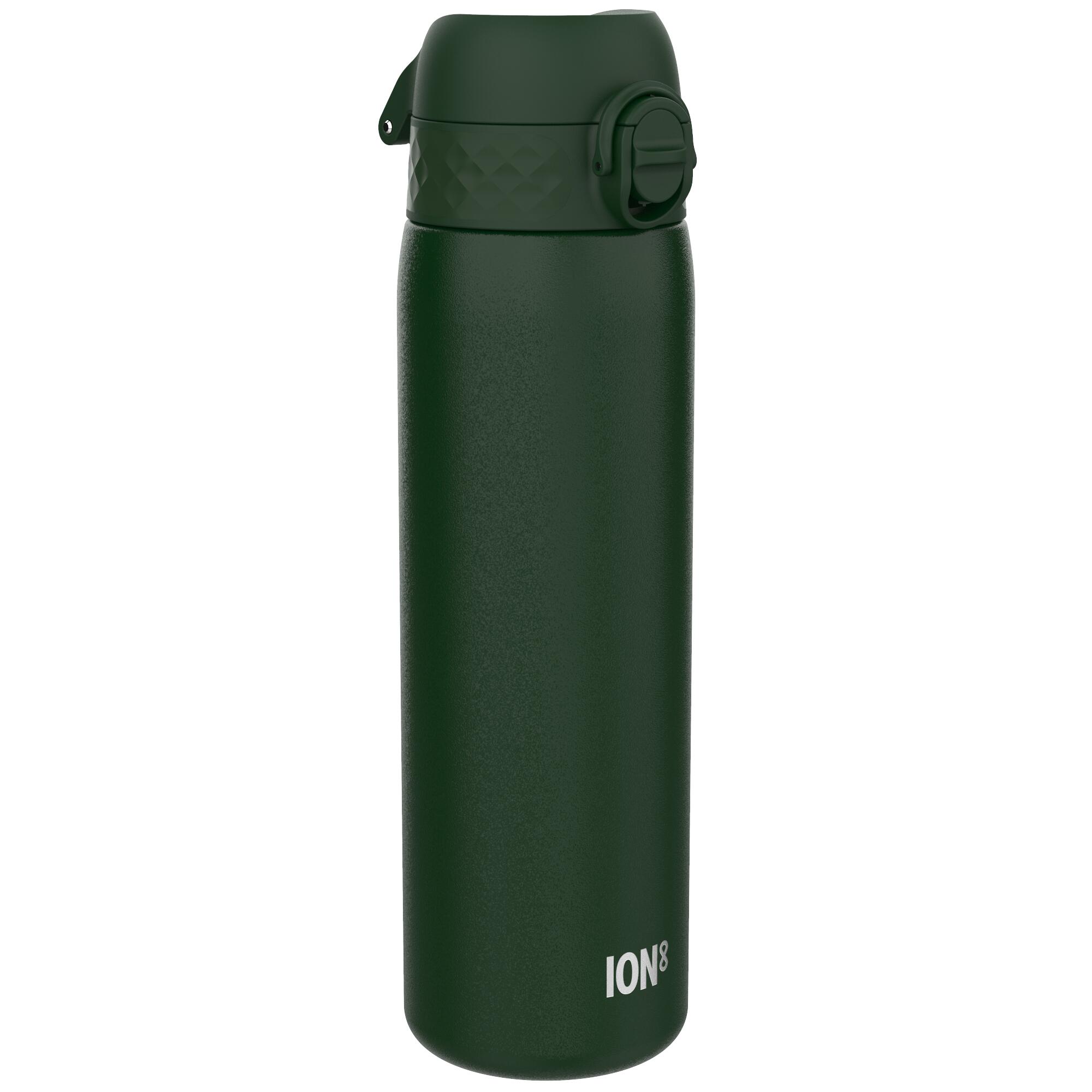 ION8 Leak Proof Slim Water Bottle, Stainless Steel, Dark Green, 600ml (20oz)