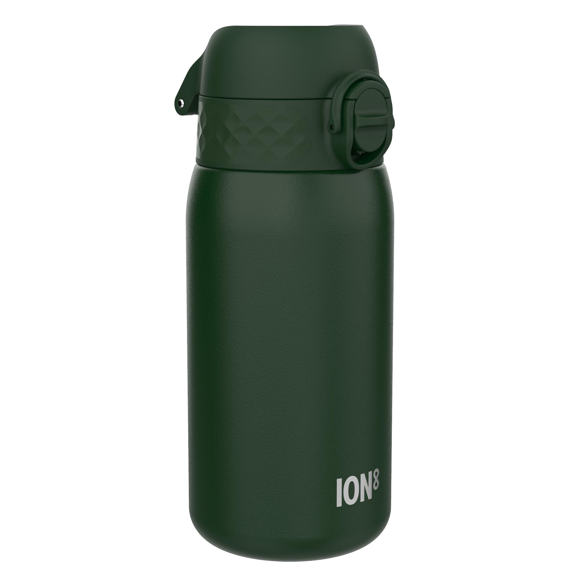 ION8 Leak Proof Kids Water Bottle, Stainless Steel, Dark Green, 400ml (13oz)