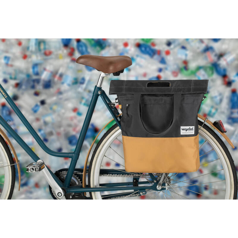 Gerecyclede shopper fietstas 20 liter - grijs/geel