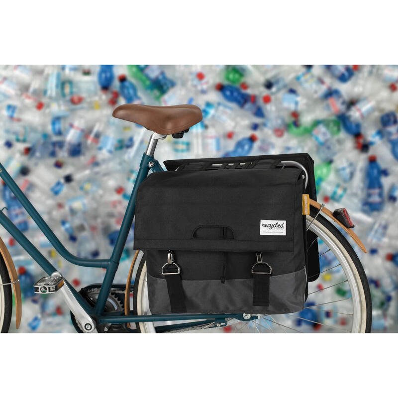 Bolsa de doble bicicleta Urban 55L Negro/gris reciclado