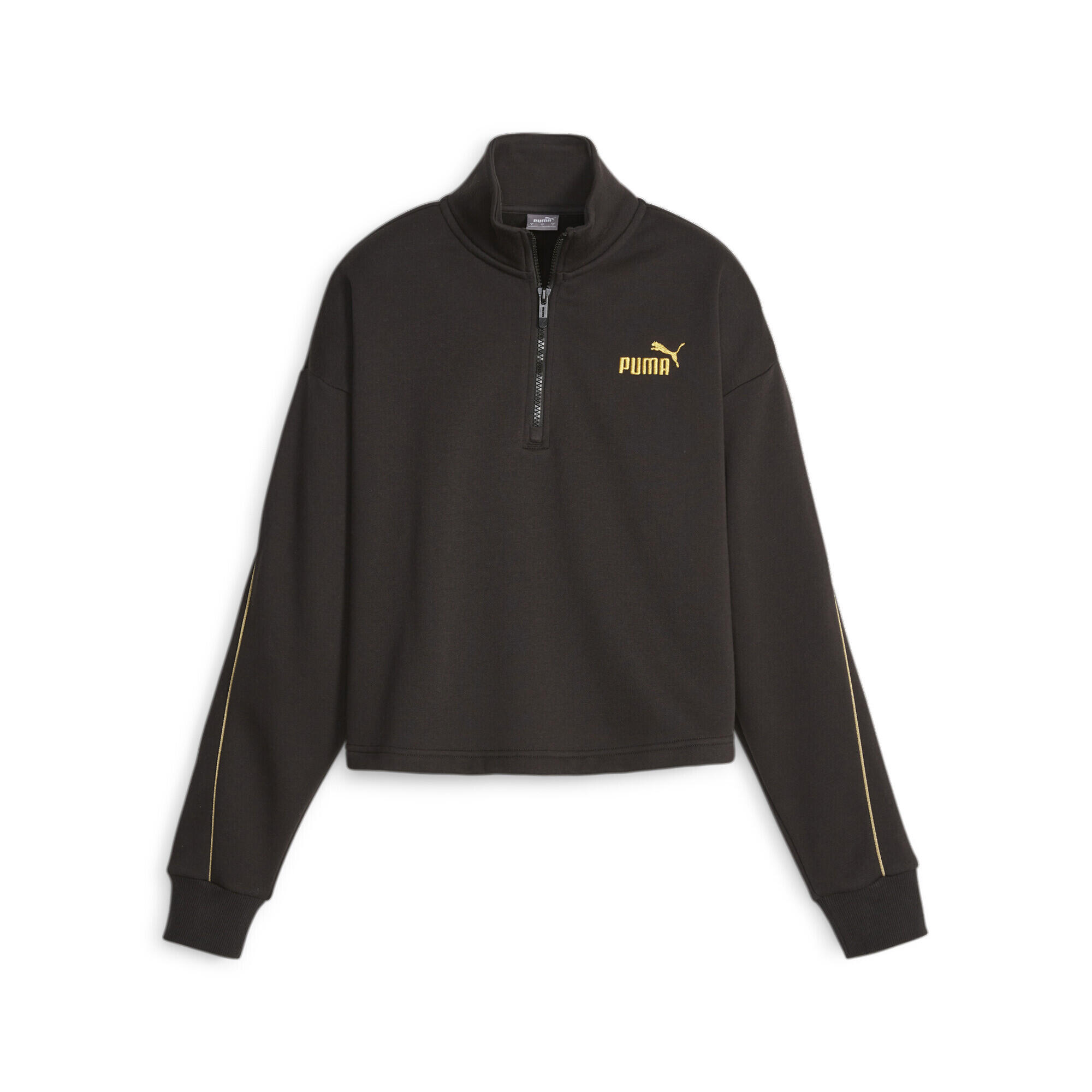 Sweat à demi-fermeture zippée ESS+ Minimal Gold Femme PUMA Black 1/6