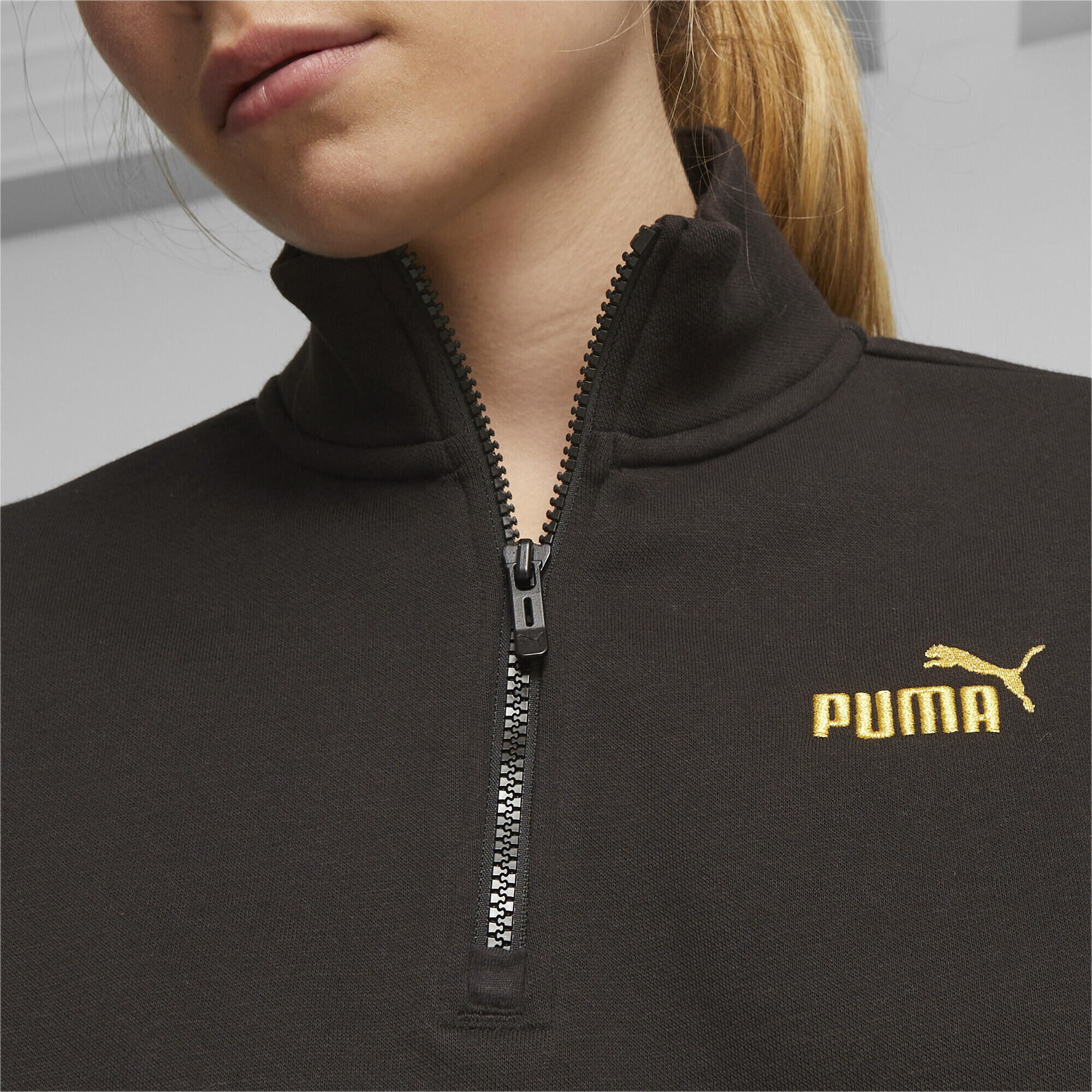 Sweat à demi-fermeture zippée ESS+ Minimal Gold Femme PUMA Black 4/6