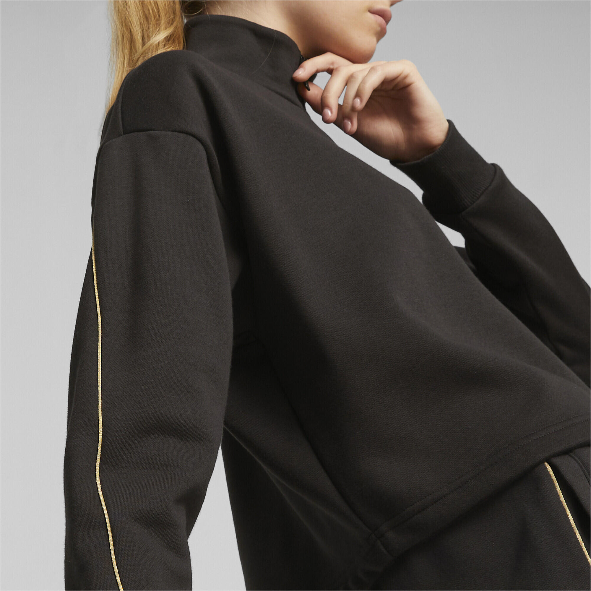 Sweat à demi-fermeture zippée ESS+ Minimal Gold Femme PUMA Black 5/6