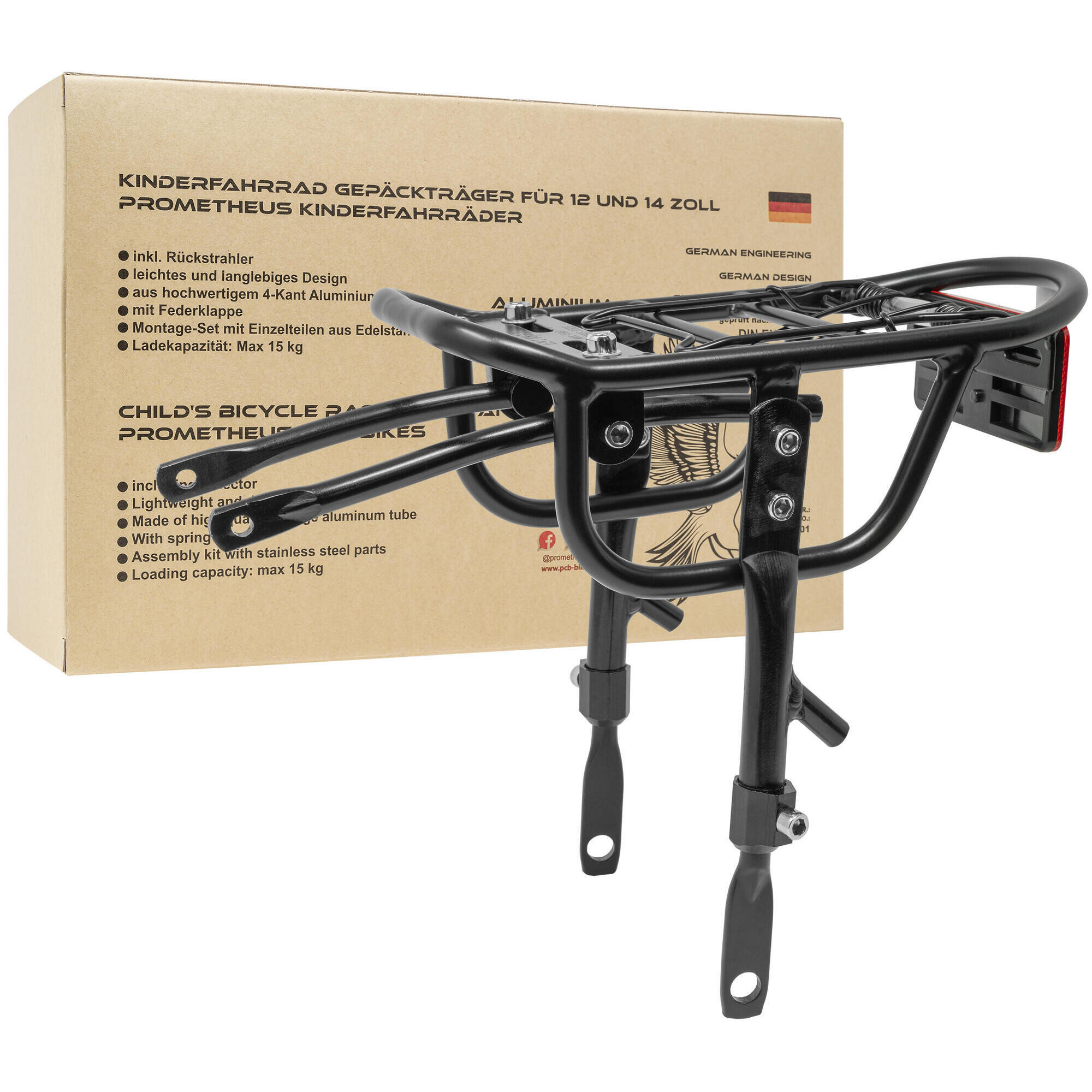 Prometheus Bicycles - Porte-bagages Pour Vélo Enfant De 12 À 14 Pouces Universel - Léger Et Réglable - Porte-bagage - Noir - Taille Unique - Decathlon