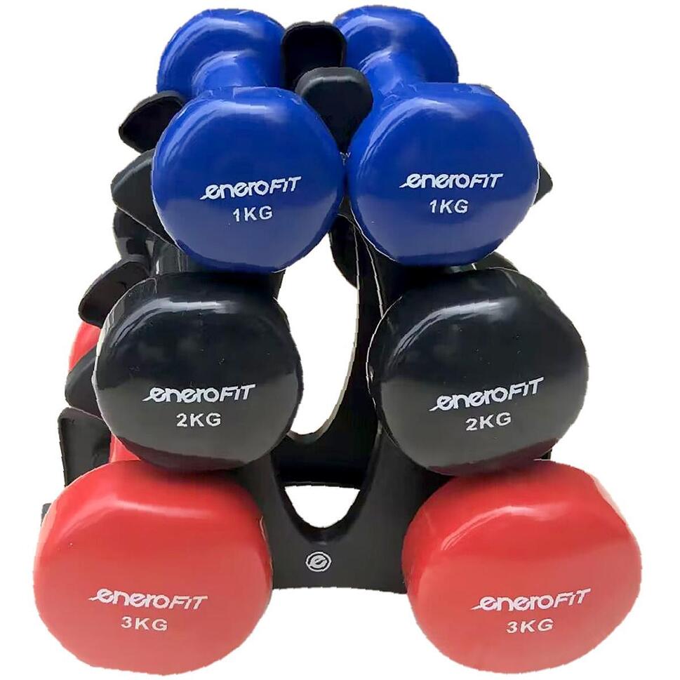 Zestaw hantli VDB Enero Fit na stojaku 2x3kg, 2x2kg, 2x1kg