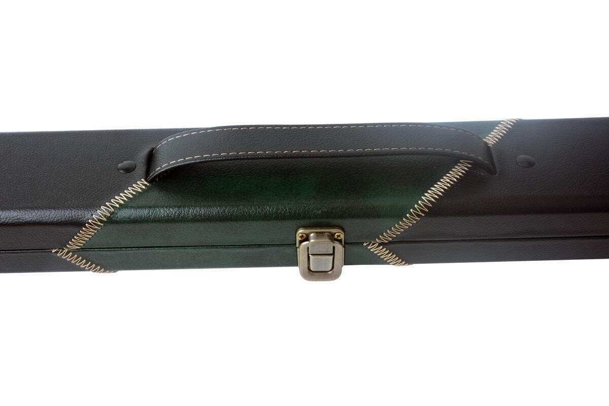 Mark Richard Patchwork Leatherette Black & Green Stripe 3/4 Snooker/Pool Cue Cas 3/4
