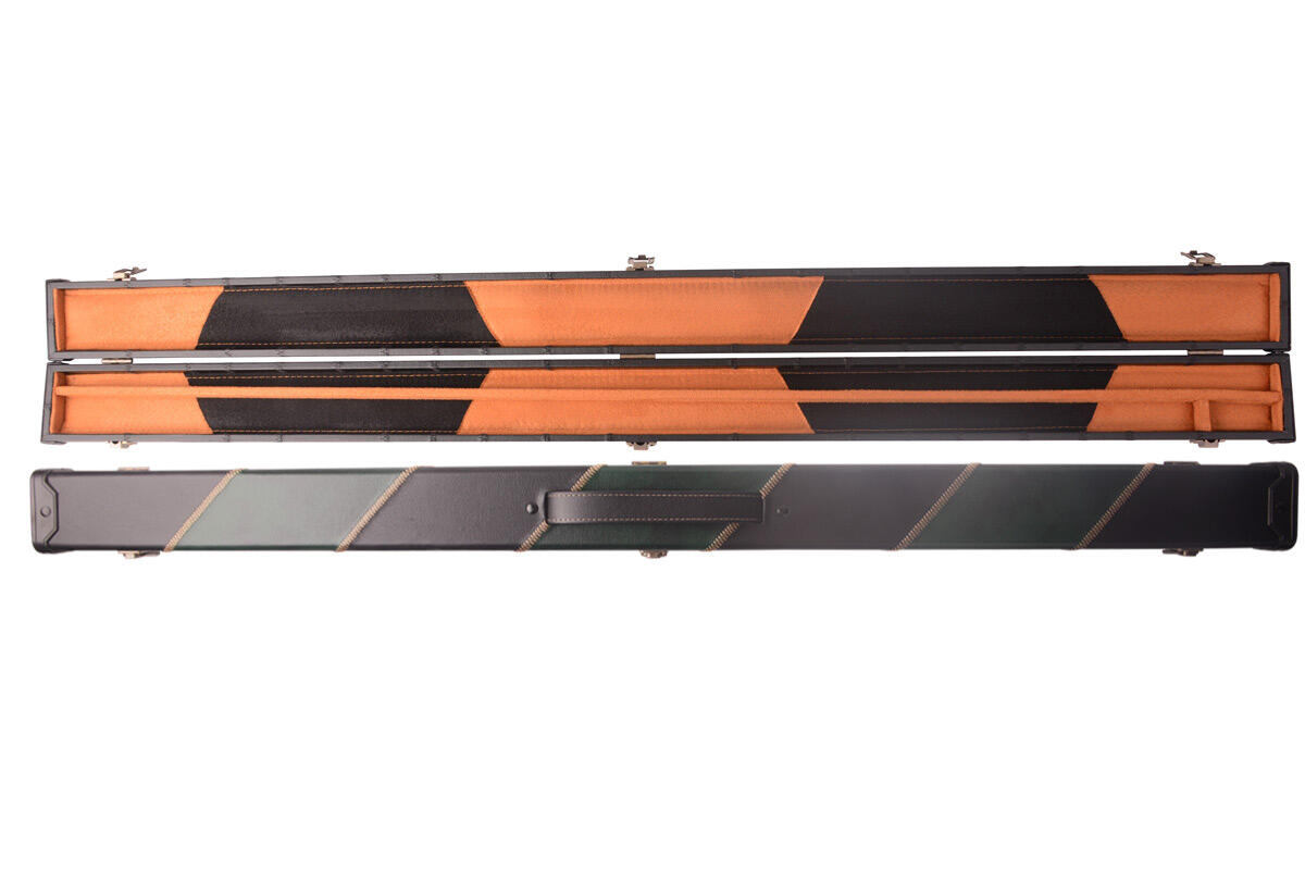 Mark Richard Patchwork Leatherette Black & Green Stripe 3/4 Snooker/Pool Cue Cas 4/4