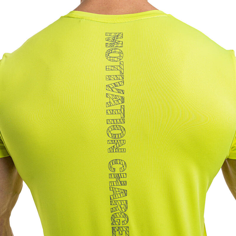 Men 6in1 Plain Tight-Fit Gym Running Sports T Shirt Fitness Tee - YELLOW