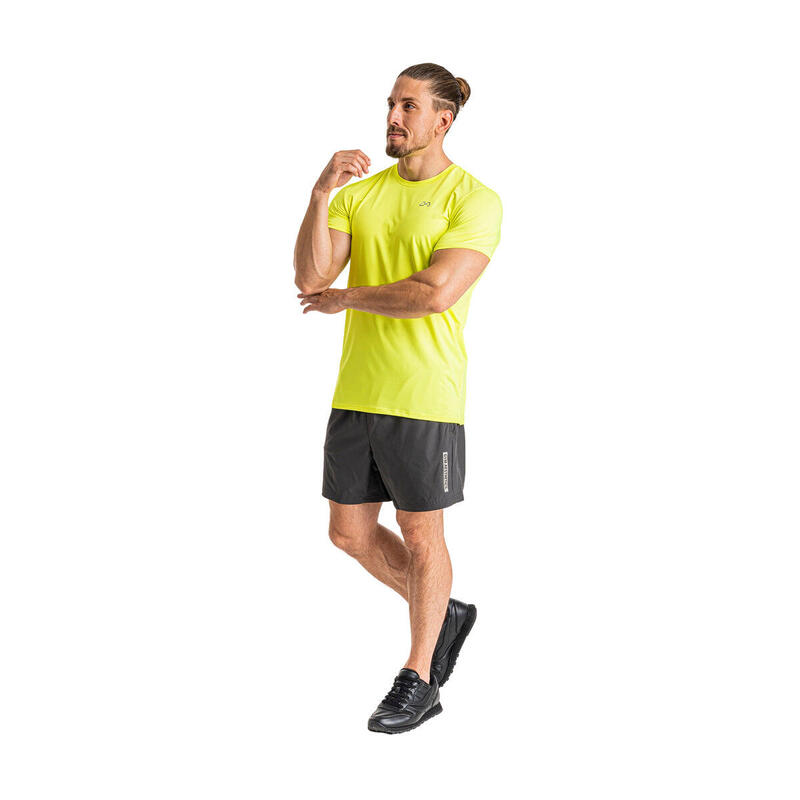 Men 6in1 Plain Tight-Fit Gym Running Sports T Shirt Fitness Tee - YELLOW