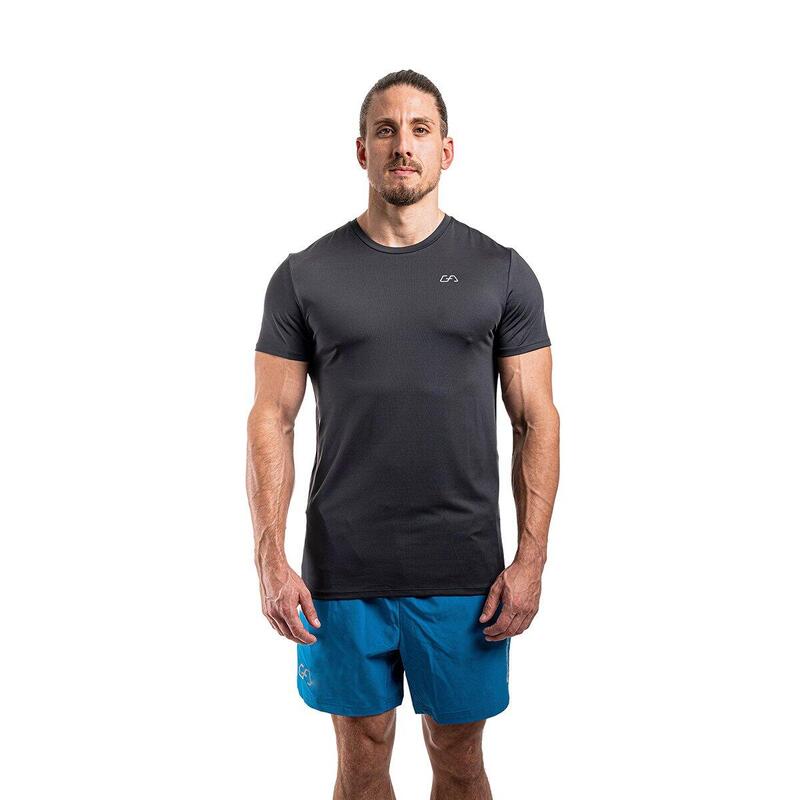 Men 6in1 Plain Tight-Fit Gym Running Sports T Shirt Fitness Tee - GREY