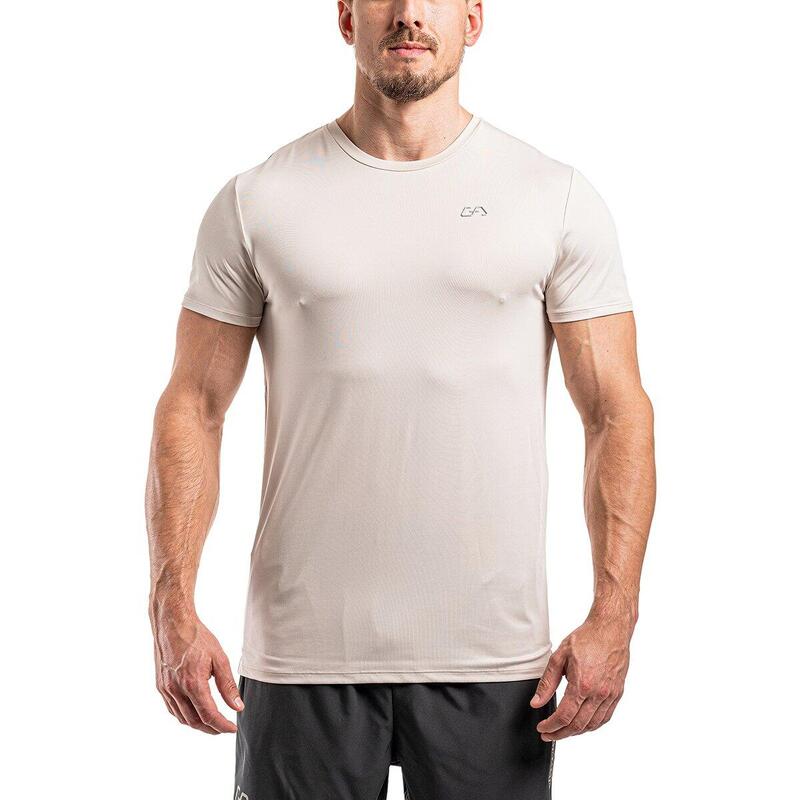 Men 6in1 Plain Tight-Fit Gym Running Sports T Shirt Fitness Tee - WHITE