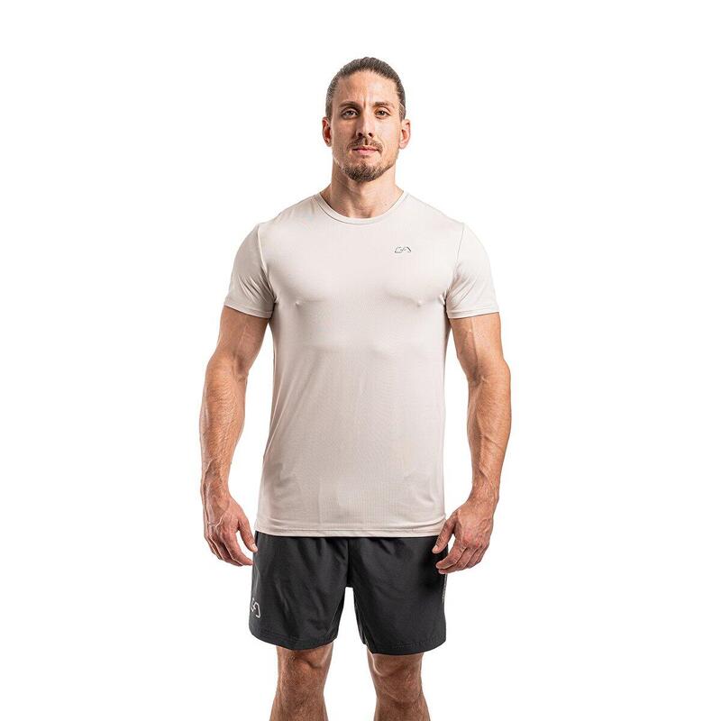 Men 6in1 Plain Tight-Fit Gym Running Sports T Shirt Fitness Tee - WHITE