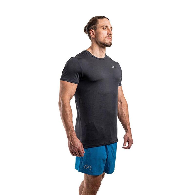 Men 6in1 Plain Tight-Fit Gym Running Sports T Shirt Fitness Tee - GREY