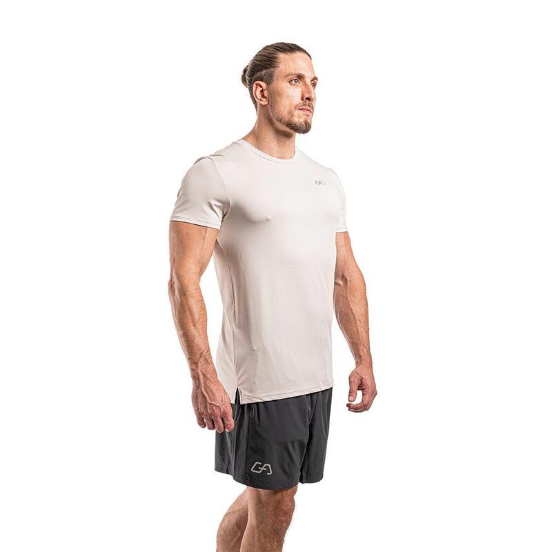 男裝純色6in1修身跑步健身短袖運動T恤上衣 - 白色
