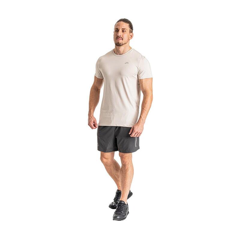 Men 6in1 Plain Tight-Fit Gym Running Sports T Shirt Fitness Tee - WHITE