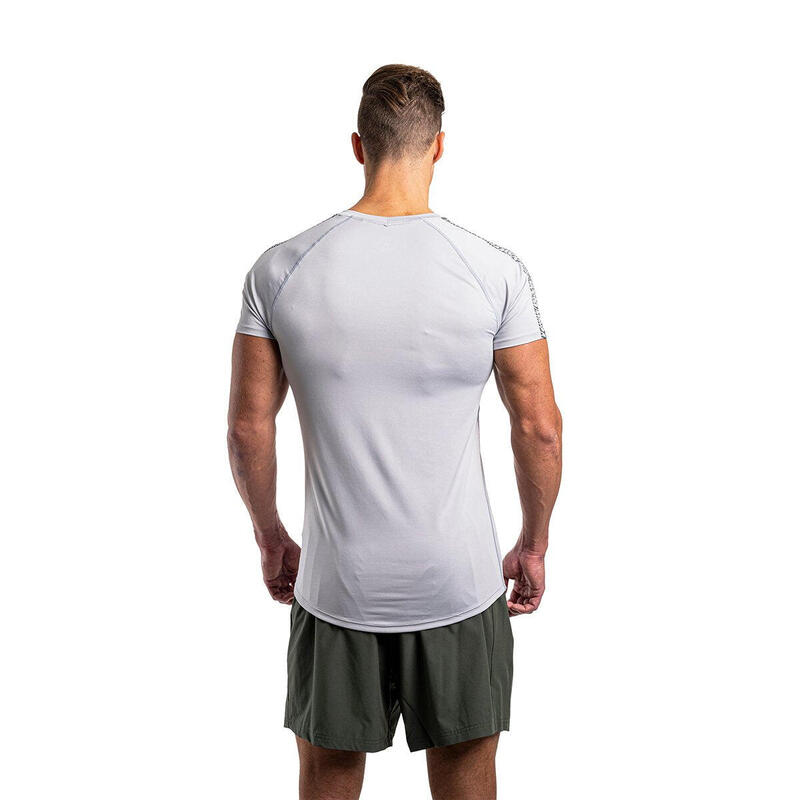 男裝6in1修身彈性跑步健身短袖運動T恤上衣 - 灰色