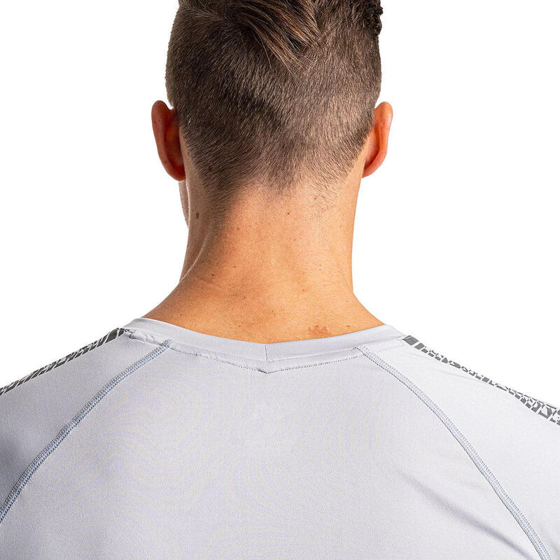 男裝6in1修身彈性跑步健身短袖運動T恤上衣 - 灰色