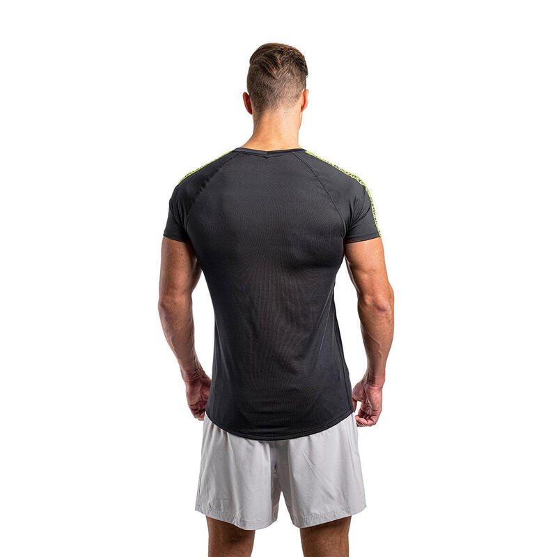 Men 6in1 Dri-Fit Stretchy Gym Running Sports T Shirt Fitness Tee - BLACK