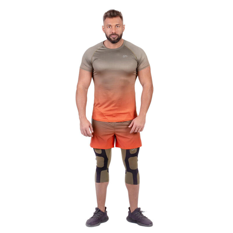 Men Dri-Fit Gradient Gym Running Sports T Shirt Fitness Tee - OLIVE