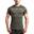 男裝單印修身彈性跑步健身短袖運動T恤上衣 - 橄欖綠色