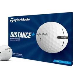 Doos met 12 TaylorMade Distance+ witte golfballen