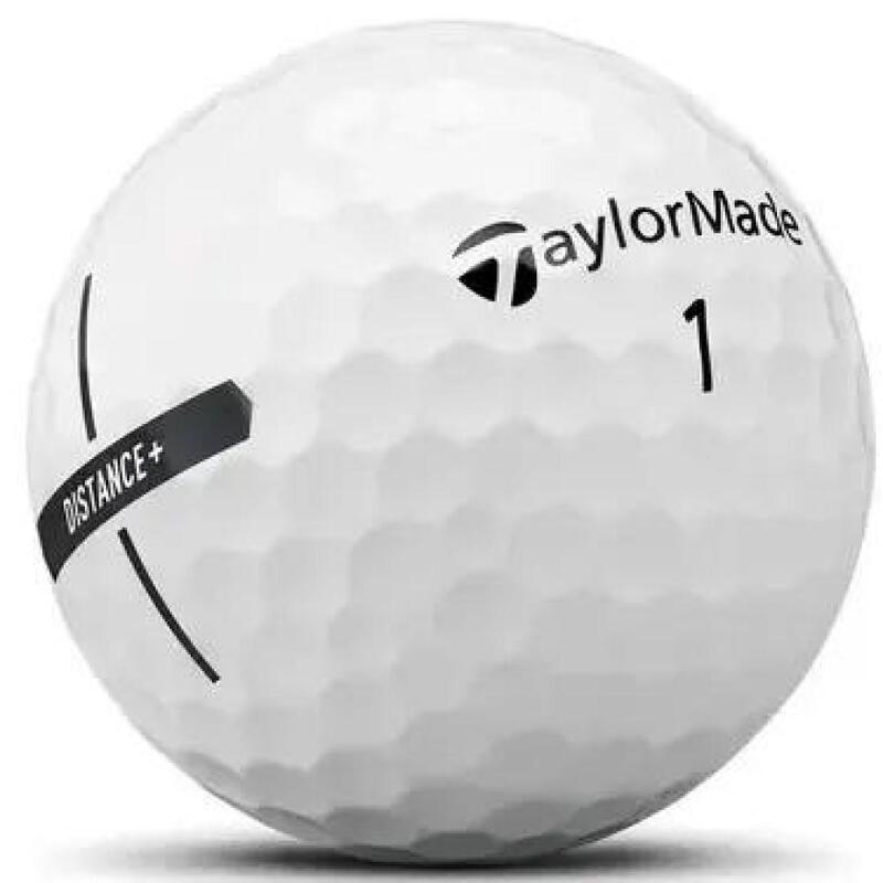 Doos met 12 TaylorMade Distance+ witte golfballen