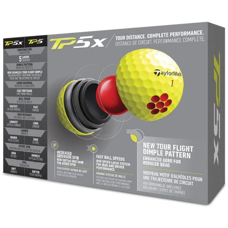 Confezione da 12 palline da golf TaylorMade TP5 X Giallo