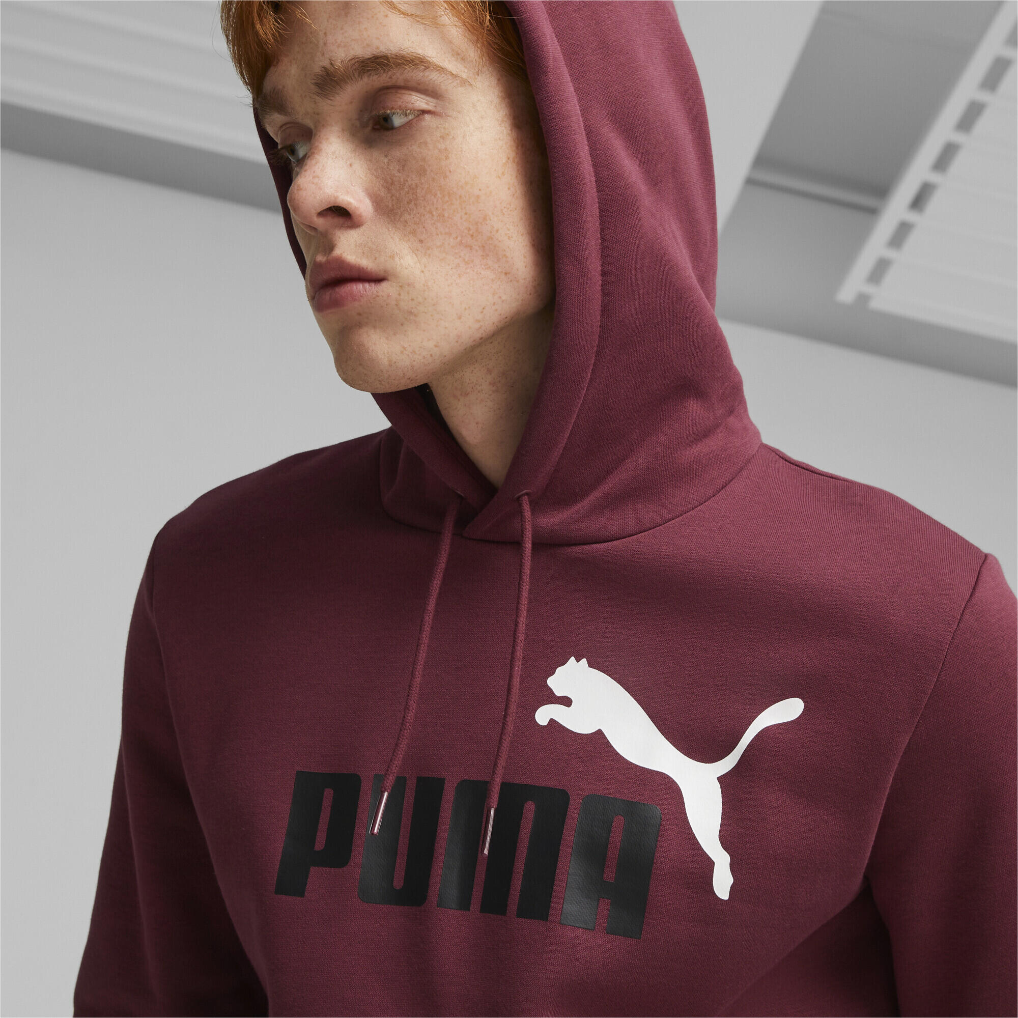 Essentials+ hoodie met groot tweekleurig logo voor heren PUMA Dark Jasper Red 3/6