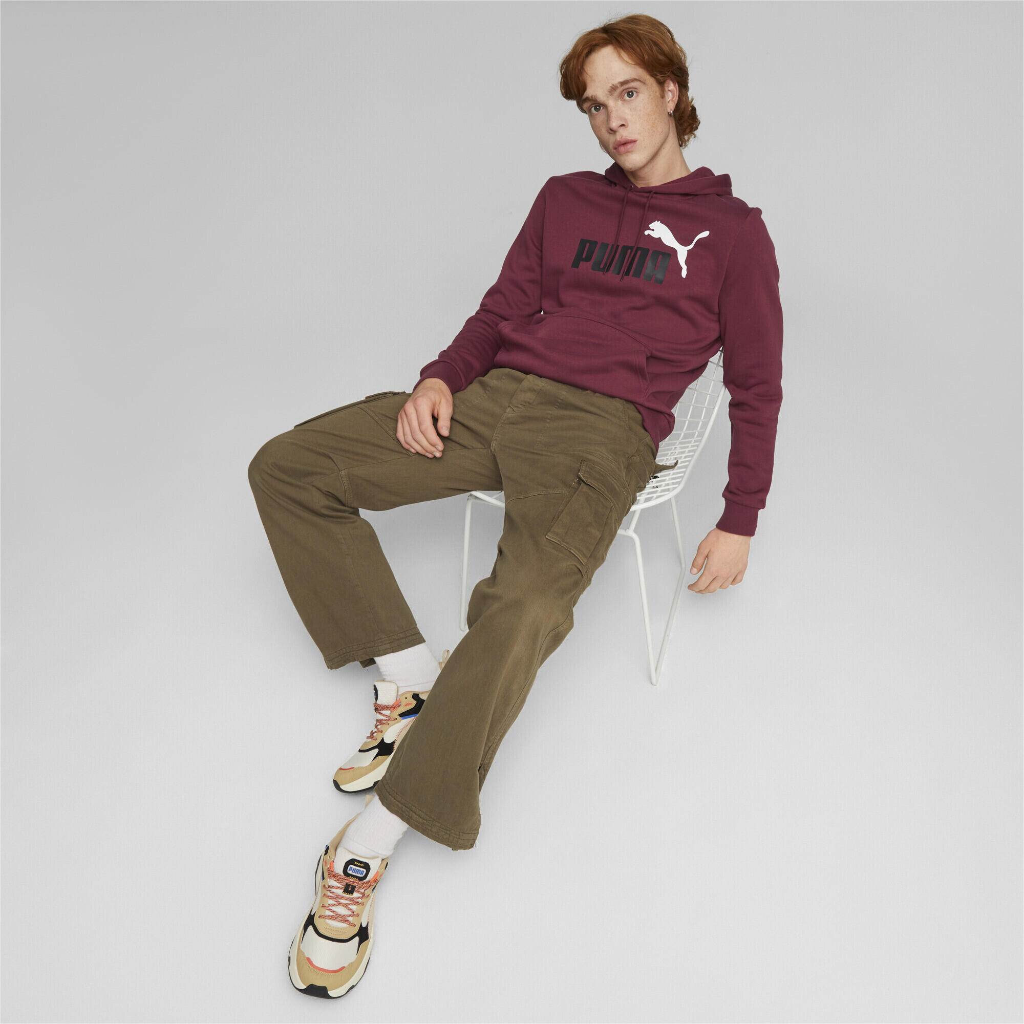 Essentials+ hoodie met groot tweekleurig logo voor heren PUMA Dark Jasper Red 5/6