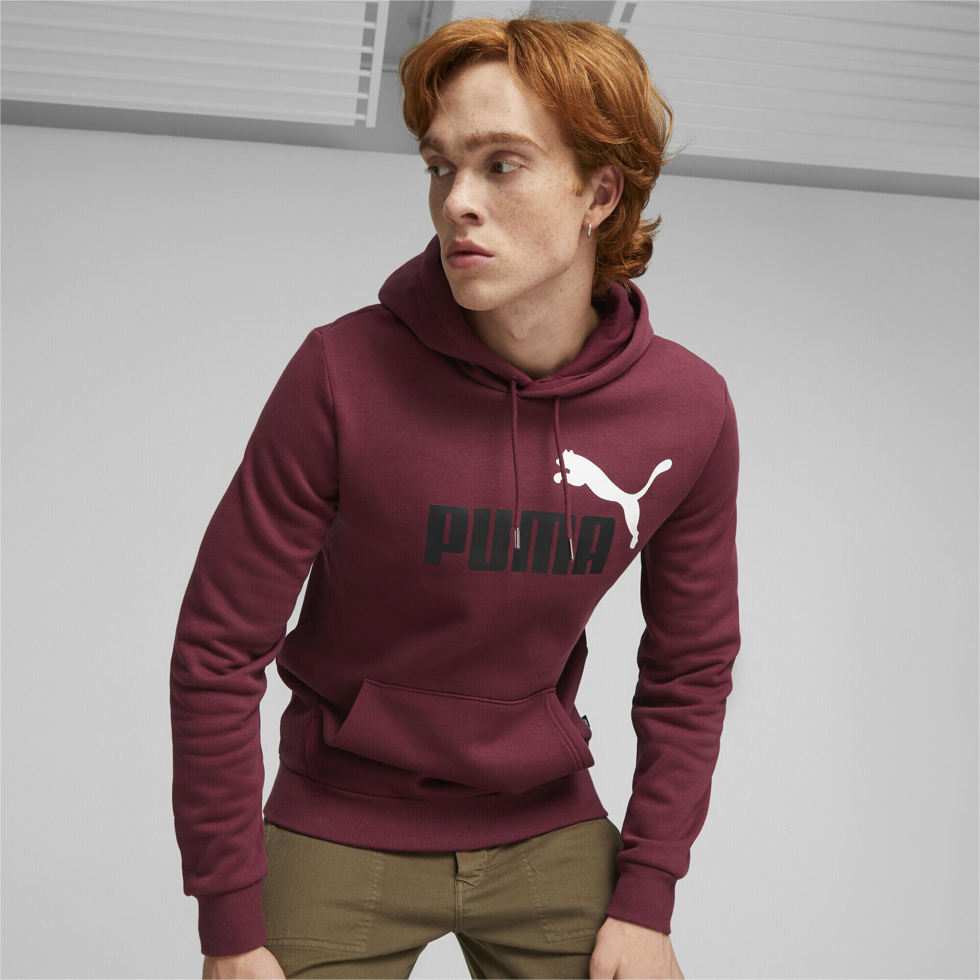 Essentials+ hoodie met groot tweekleurig logo voor heren PUMA Dark Jasper Red 2/6
