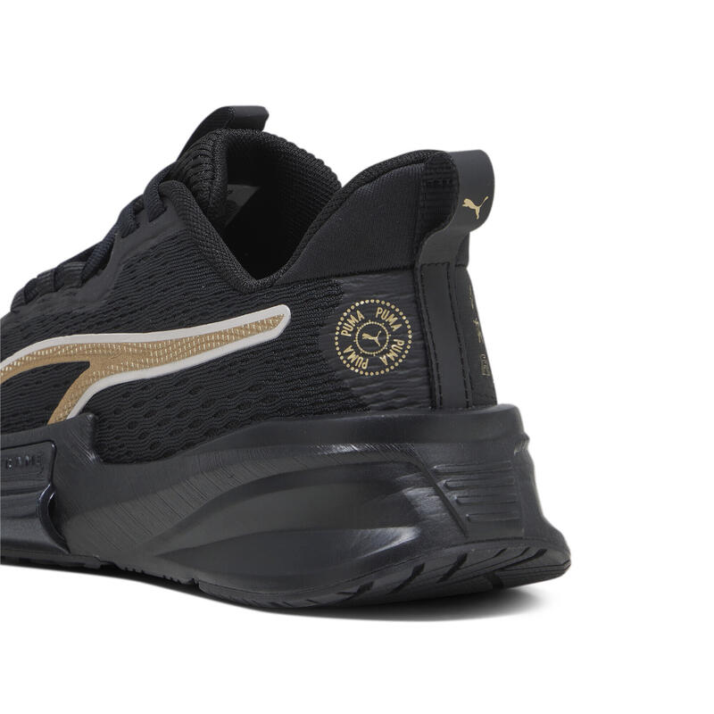 PWRFRAME TR 2 Logo Love sportschoenen voor dames PUMA Black Metallic Gold Beige