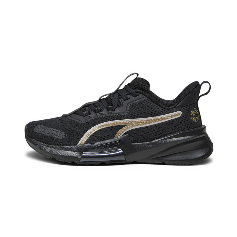 PWRFRAME TR 2 Logo Love sportschoenen voor dames PUMA Black Metallic Gold Beige