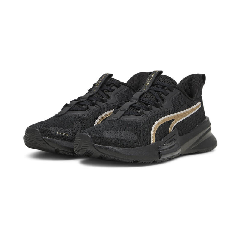 PWRFRAME TR 2 Logo Love sportschoenen voor dames PUMA Black Metallic Gold Beige