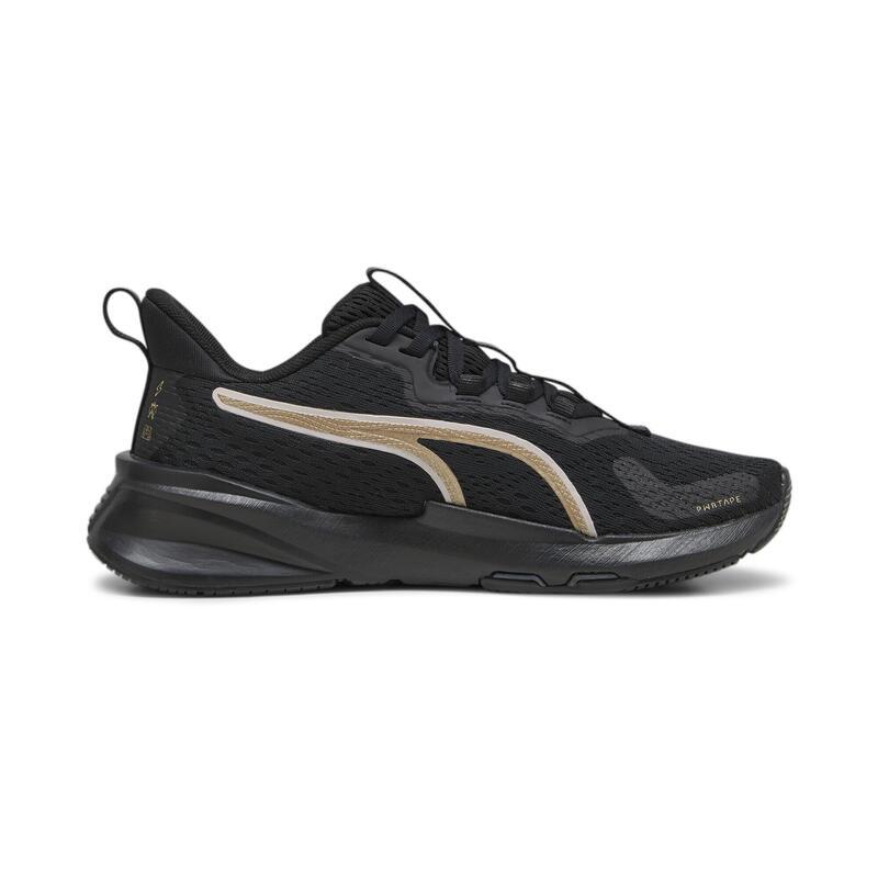 PWRFRAME TR 2 Logo Love sportschoenen voor dames PUMA Black Metallic Gold Beige