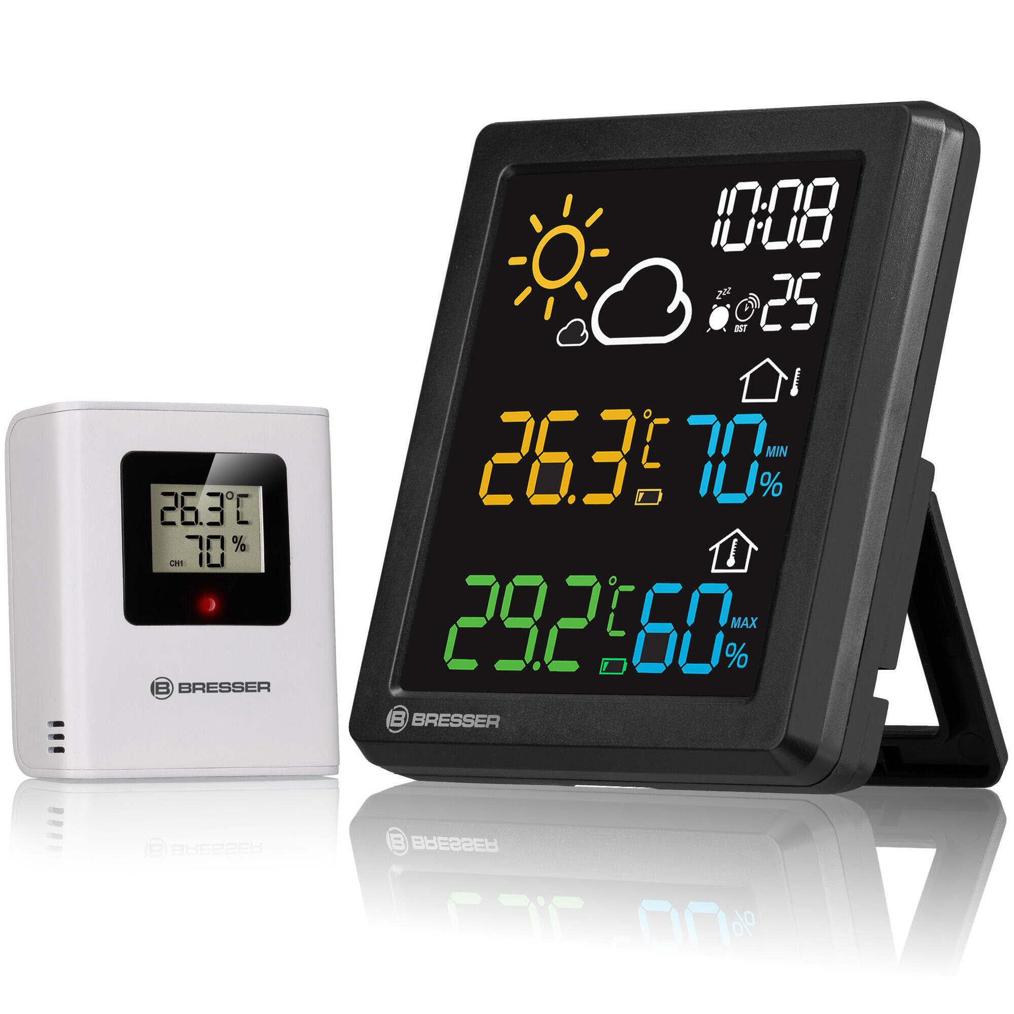 Horloge Météo Radio BRESSER Jumbo - 9 Cm - Pour Bureau & Salon - Heure, Température, Humidité & Prévisions - 2