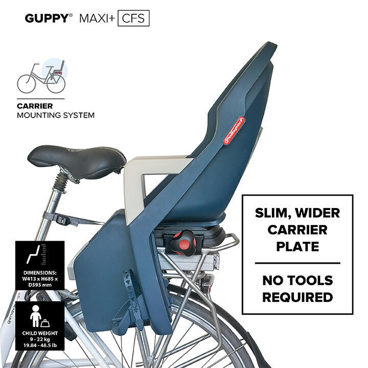 Siége Vélo arriére aux porte-bagages Guppy Gris