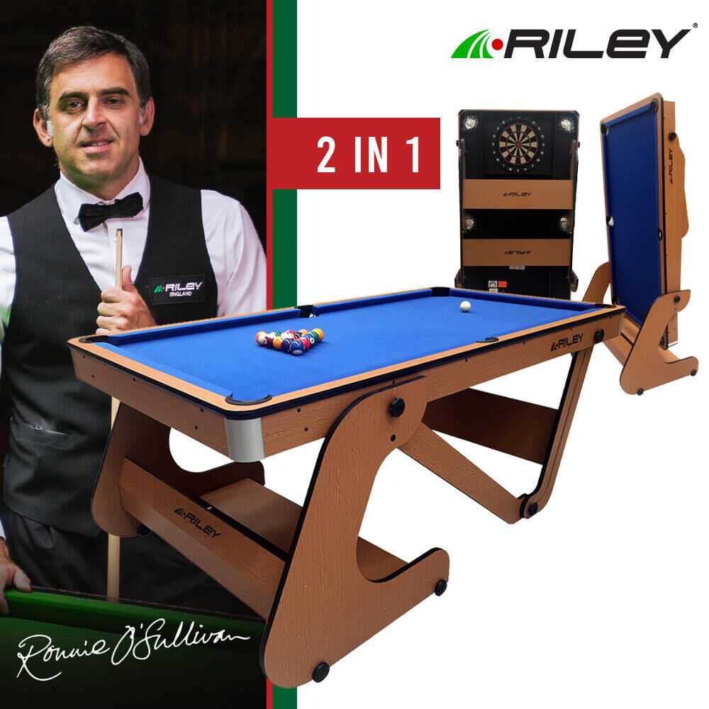 RILEY Riley Folding 6ft Pool Table with Dartboard