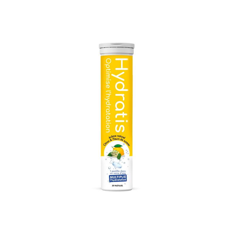 Pastilles d'éléctrolytes pour l'hydratation. Parfum naturel de Citron