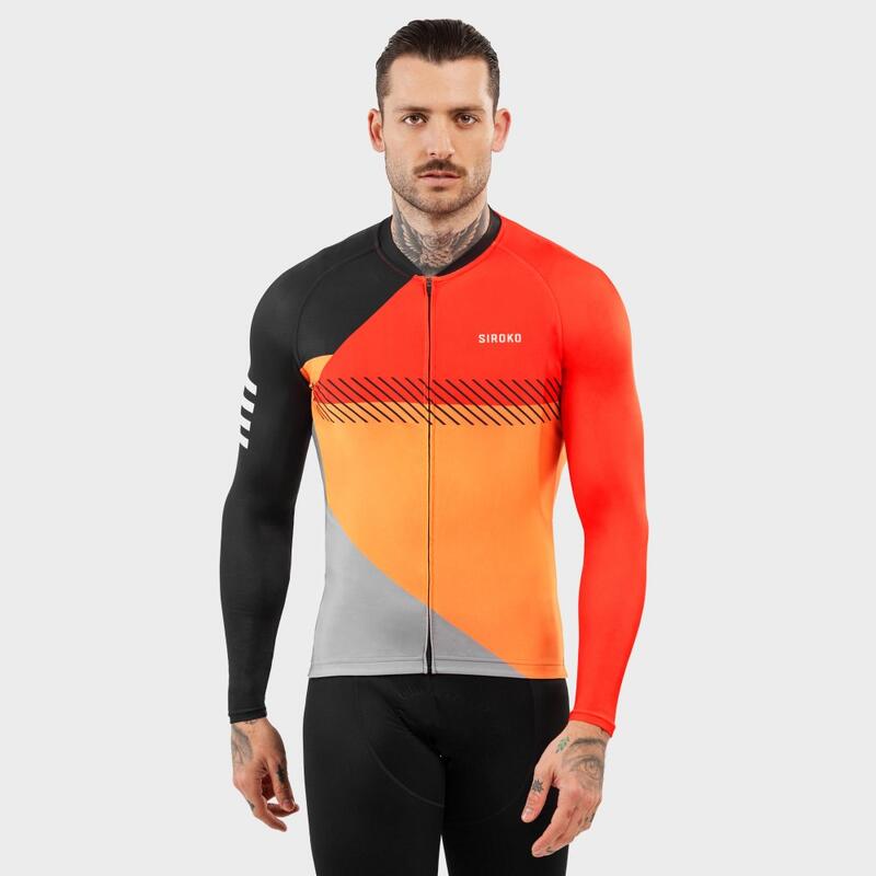 Maillot vélo manches longues homme Cyclisme M2 Florida Orange Vif