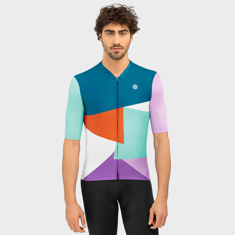 Camisola manga curta Ciclismo SIROKO M2 Blocks Azul-marinho Homem