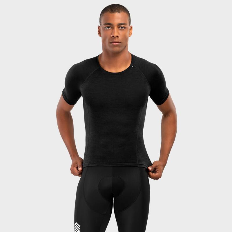 Camiseta interior lana merino hombre ciclismo SRX Black Ice SIROKO Negro