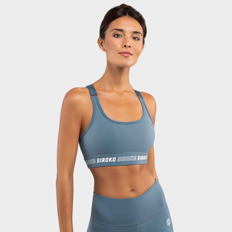 Damen Fitness Sport-BH - Starker Halt Cardio Blue SIROKO Ozeanblau