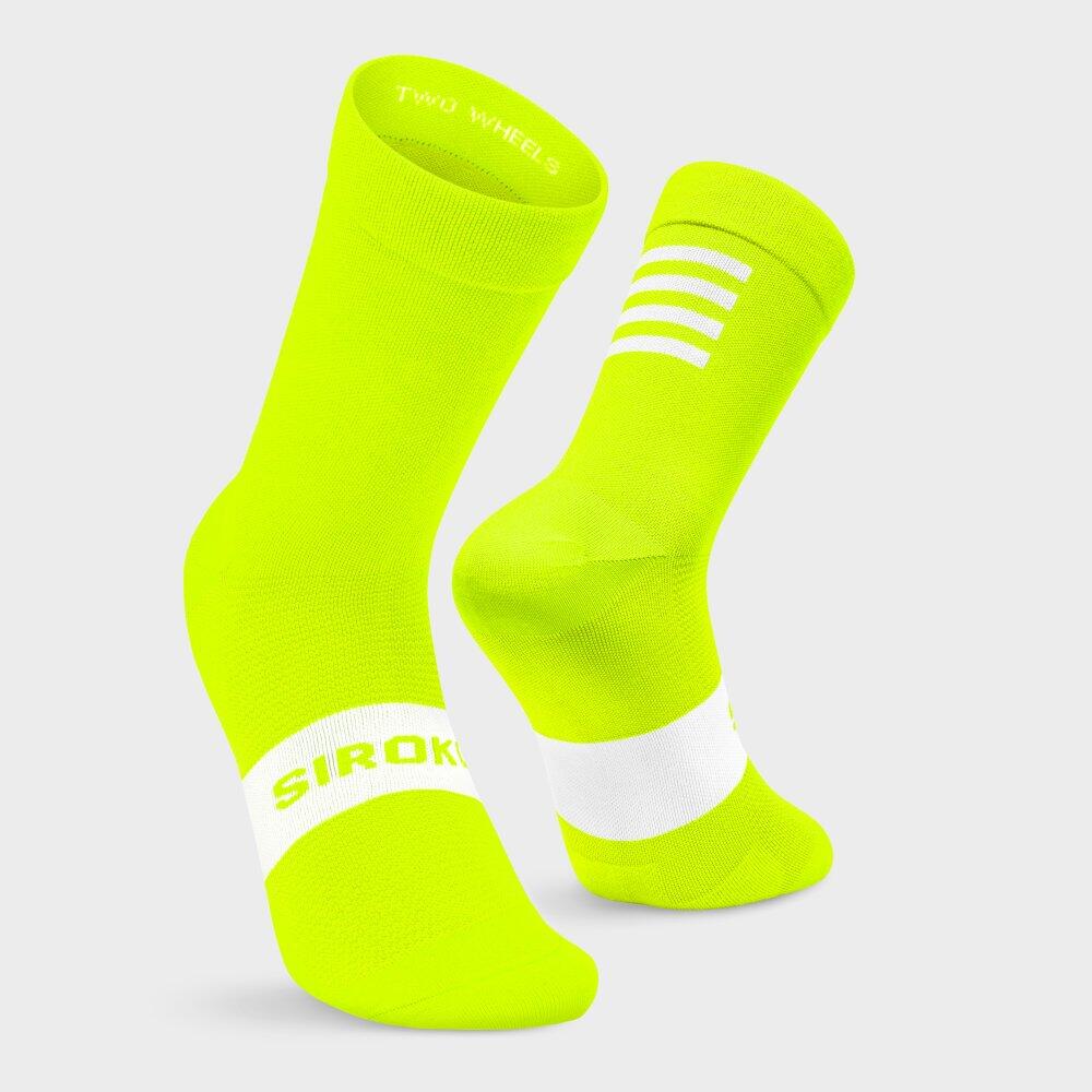 Chaussettes Vélo Cyclisme Homme Et Femme S1 Fluor Montseny Jaune Brillant