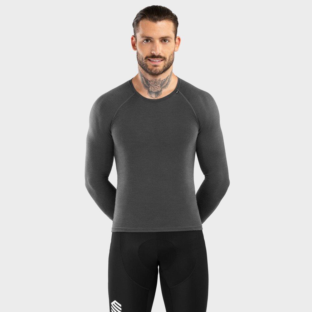 Heren Wielrennen merinowol fiets ondershirt SRX Compact SIROKO Grijs SIROKO Decathlon