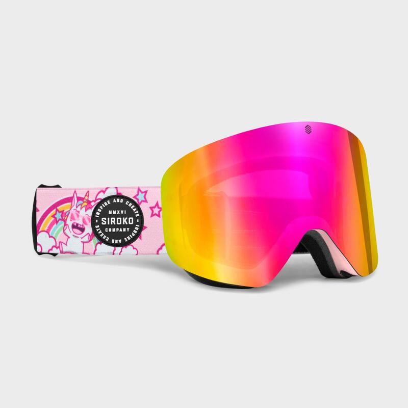 Masque de ski enfant Sports d'hiver Enfants GX Kids Snow Unicorns Rose Bonbon