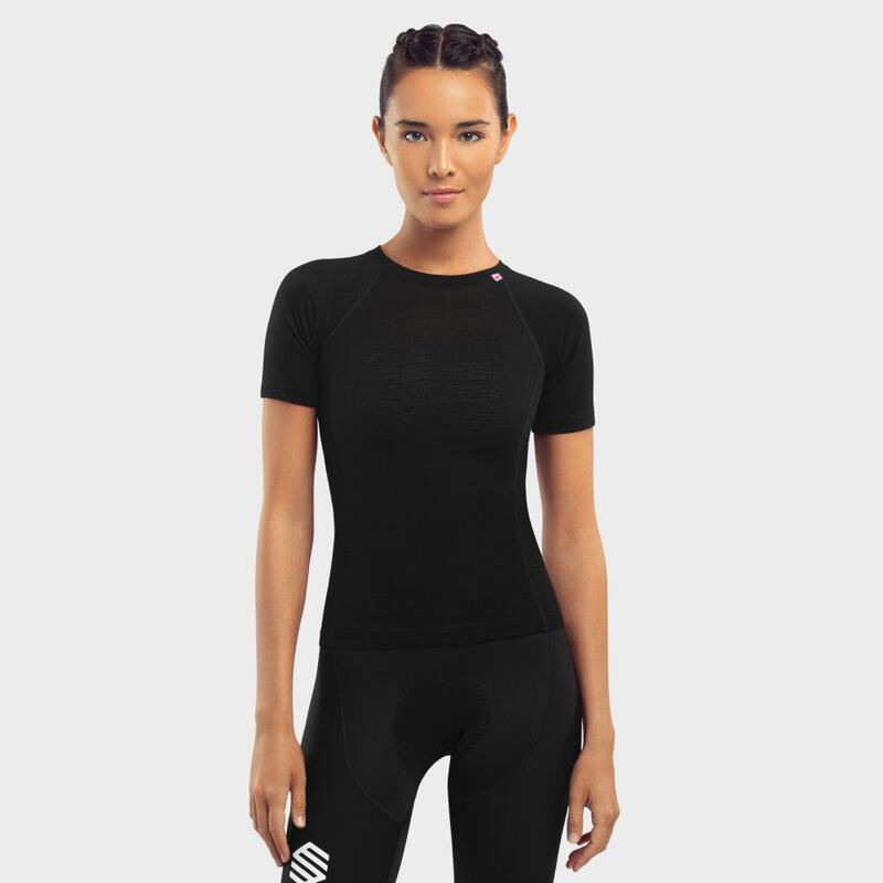 Sous-maillot vélo laine mérinos femme Cyclisme SRX Premium Skin Noir