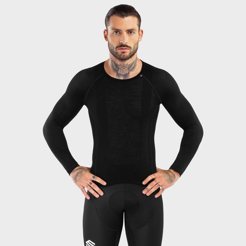 Herren Radsport fahrradbaselayer aus merinowolle für SRX Typhoon SIROKO Schwarz