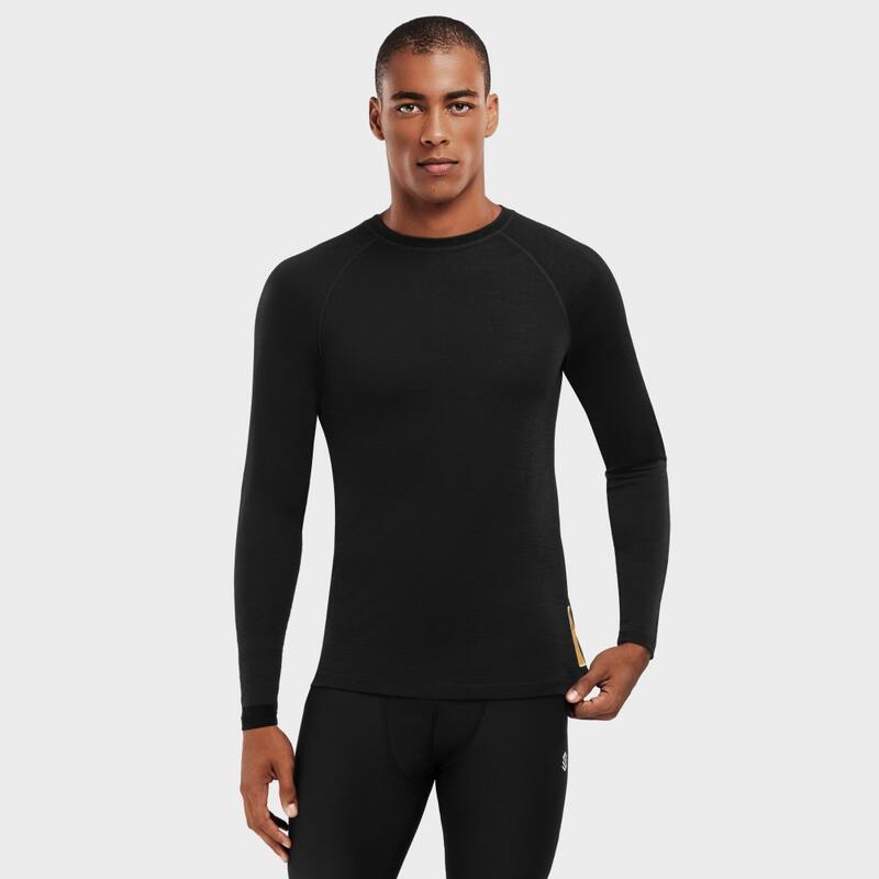 Camiseta interior lana merino hombre esquí y nieve Ultimate Thermal Negro