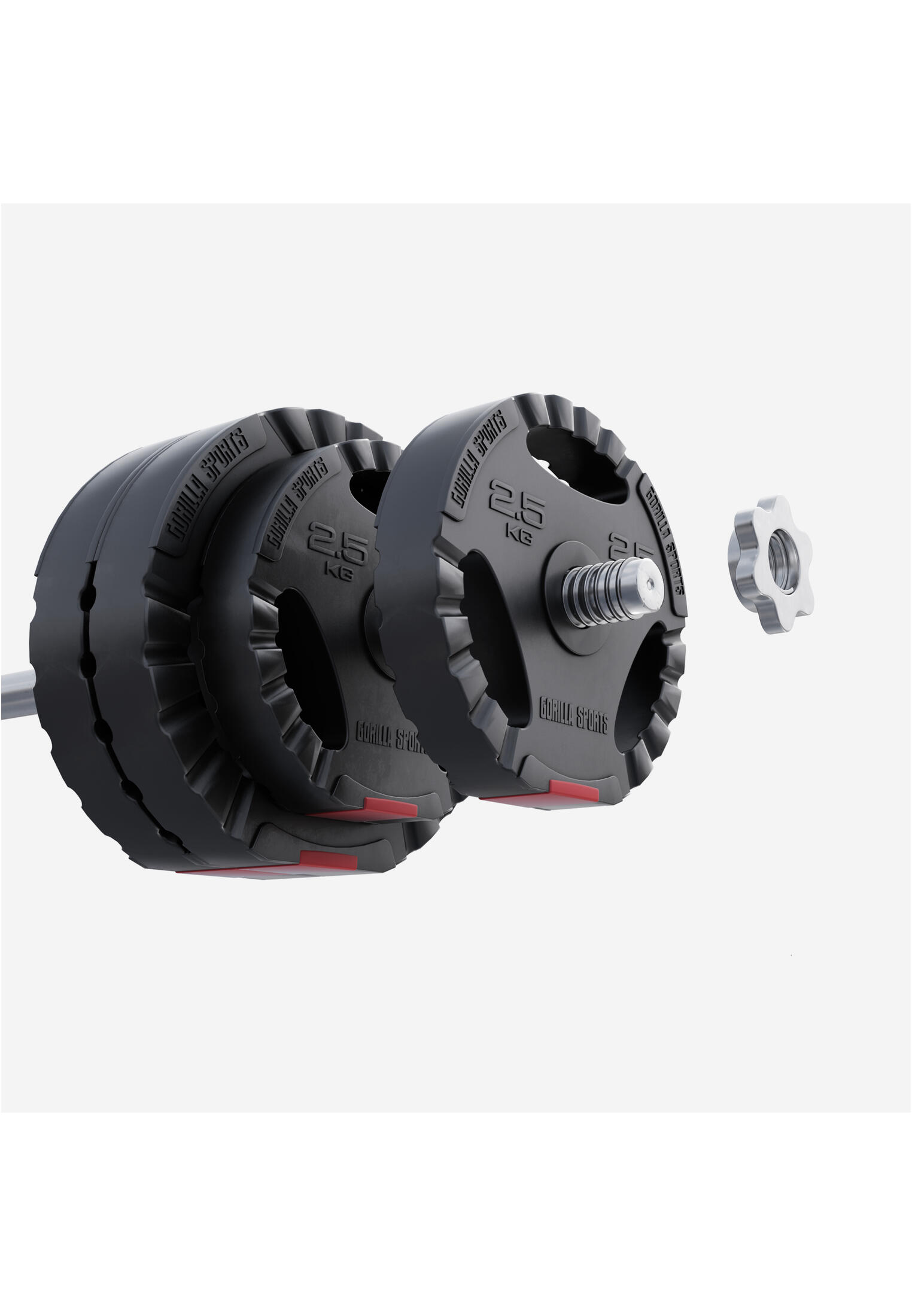Dischi pesi GORILLA SPORTS 30 kg con maniglie, foro 31 mm 4/7