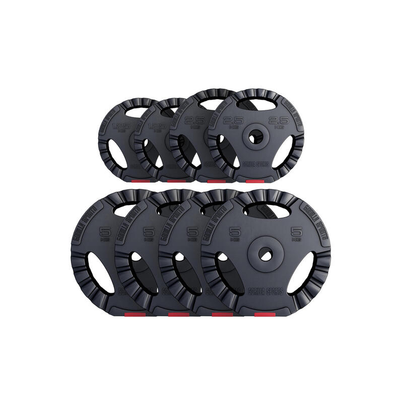 Kit Discos Musculación Gorilla Sports Negro Plástico  2x1,25 Kg  2x5Kg  4x5Kg